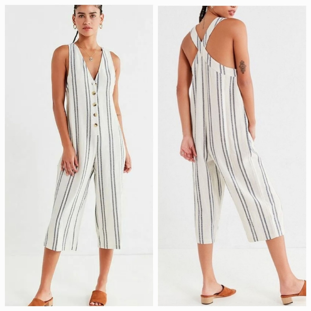 Urban Outfitters Striped Cropped Jumpsuit Romper Size XS